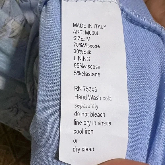 NWT ELENA BALDI Blue Silk Blend Floral Tiered Maxi Dress - Picture 14 of 14